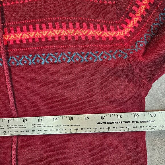 Carbon Womens Medium Hooded Sweater Red & Blue Stripes Knit Design - Picture 4 of 11